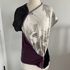 Unique Top with Zippers & Faces